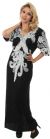 Main image of Half Sleeves v-Neck Long Beaded Evening Gown with Keyhole